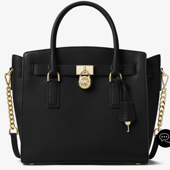 MICHAEL KORS HAMILTON SATCHEL JET SET BLACK  HANDBAG PURSE 16” X13” LARGE - Picture 1 of 16